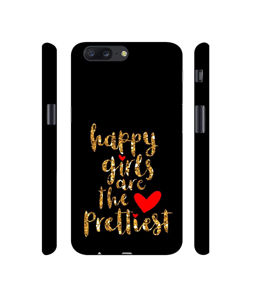 Amazon Brand - Solimo Designer Happy Girls are The Prettiest 3D Printed Hard Back Case Mobile Cover for Oneplus 5