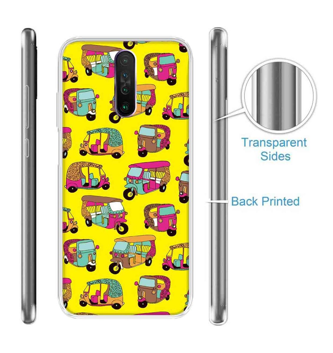 Amazon Brand - Solimo Designer Multicolor Auto Yellow Pattern Printed Soft Back Case Mobile Cover for Poco X2 / Xiaomi Redmi K30