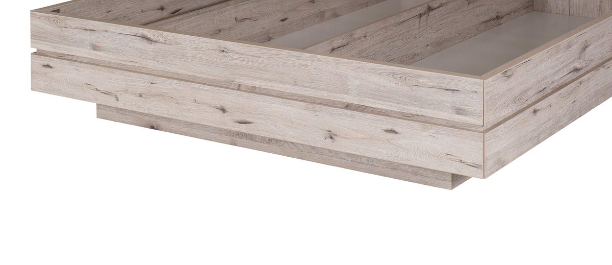 Amazon Brand - Movian Saale King Size Bed Frame with Storage & Headboard, 180 x 200cm, Light Brown Oak-Effect