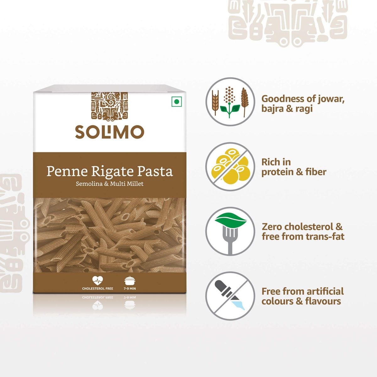 Amazon Brand - Solimo Semolina & Multi-millet Penne Pasta, 500g