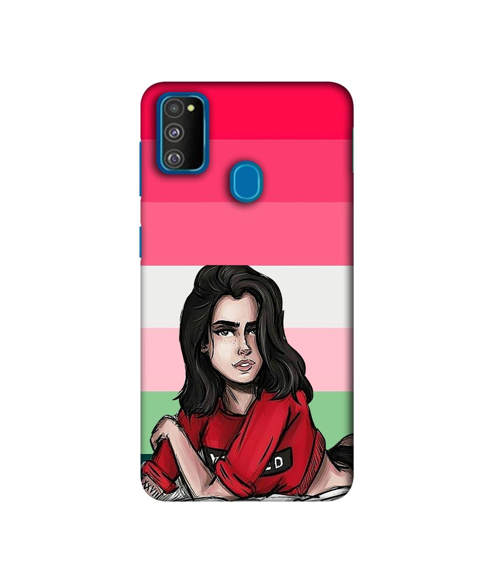 Amazon Brand - Solimo Designer Lady Vector With Line 3D Printed Hard Back Case Mobile Cover for Samsung Galaxy M21 / M30s