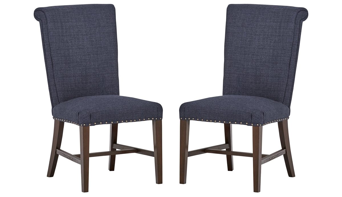 Amazon Brand – Stone & Beam Jenny High-Back Dining Room Kitchen Chairs, 39 Inch Height, Set of 2, Slate Grey