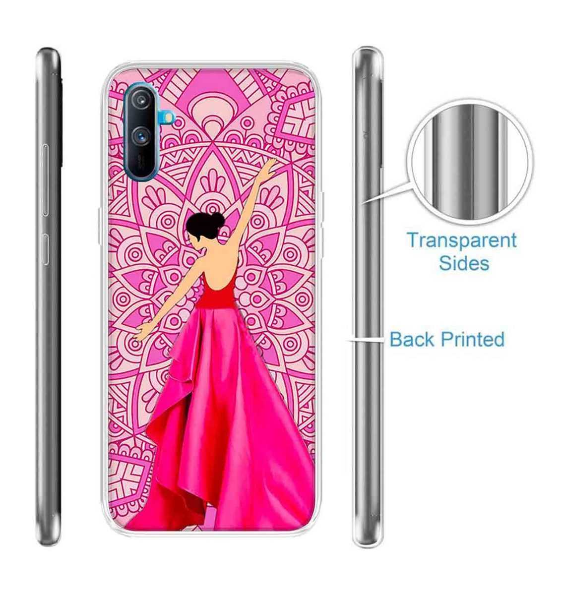 Amazon Brand - Solimo Designer Multicolor Girl Pink Design Printed Soft Back Case Mobile Cover for Realme C3