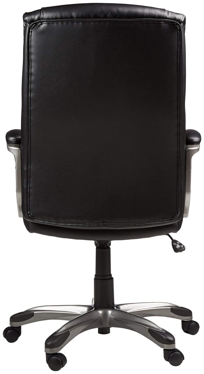 AmazonBasics High-Back Executive Swivel Chair - Black with Pewter Finish (Renewed)