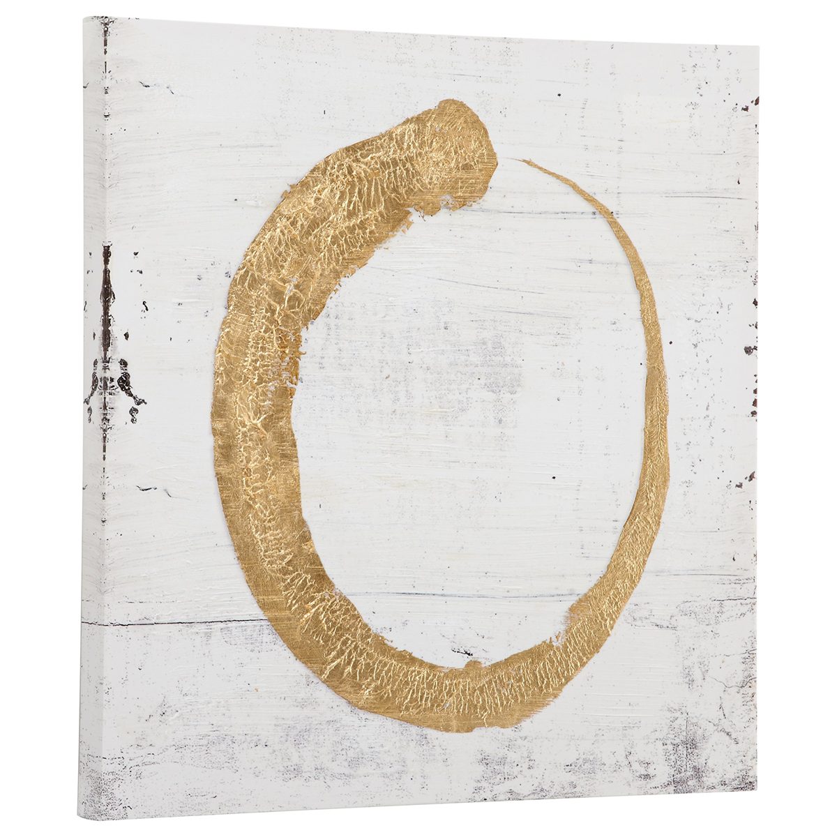 Amazon Brand – Rivet Abstract Modern Gold Halo Painting on White Canvas Wall Art Decor, 30" x 30"