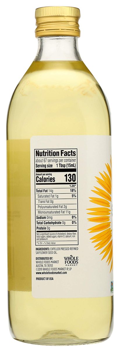 365 by Whole Foods Market, Expeller Pressed Cooking Oil, Safflower Seed, 33.8 Fl Oz