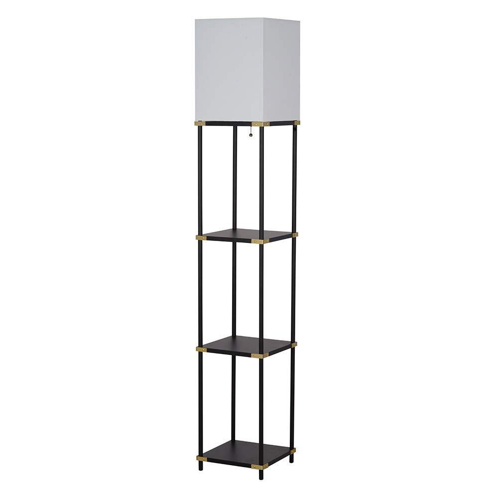 Amazon Brand – Ravenna Home Floor Lamp with Shelves, LED Light Bulb included, 62.75"H, Black