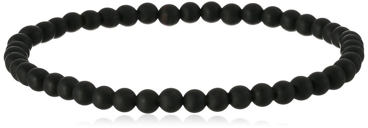 stretch smooth round 4mm matte black onyx 7.5" stretch bracelet