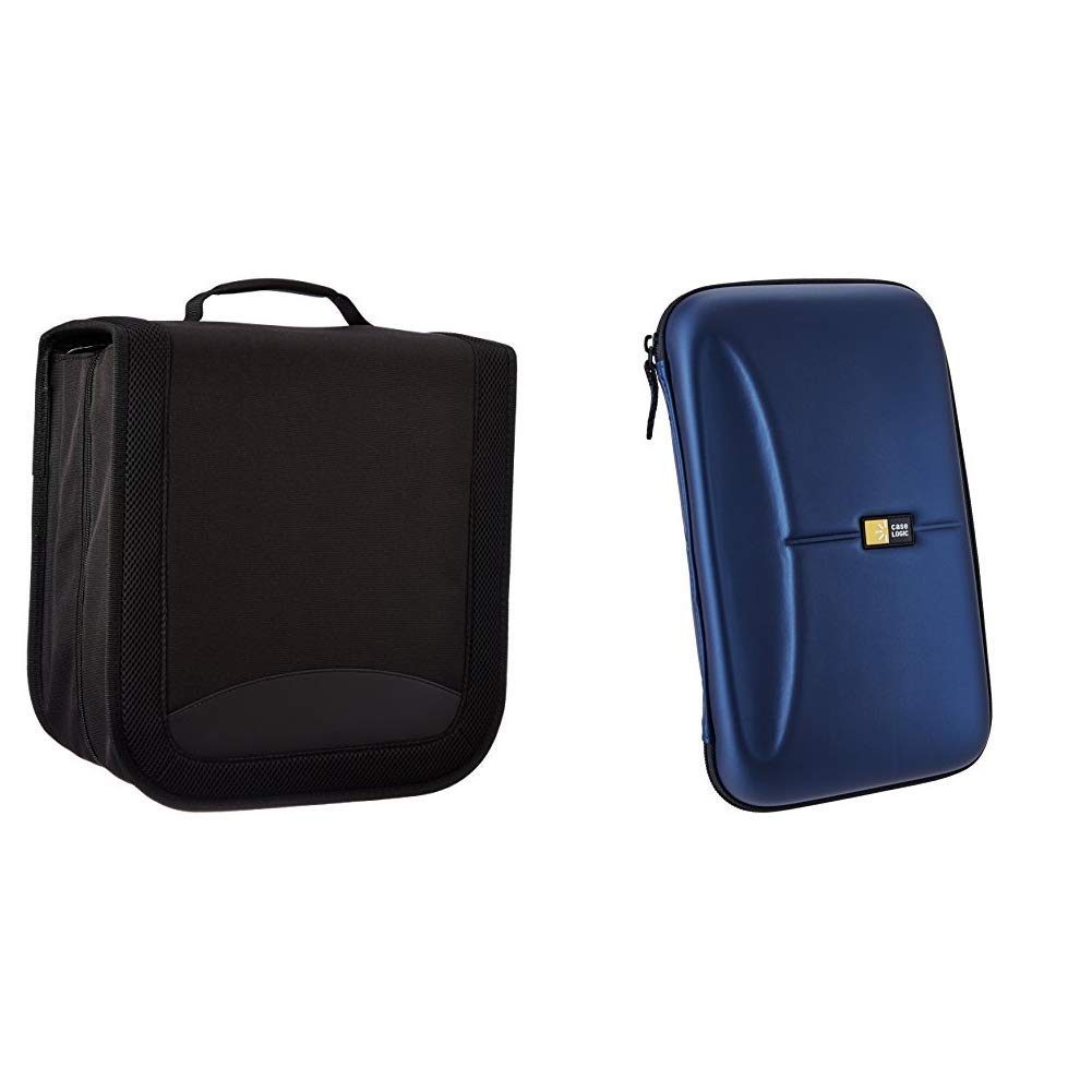 AmazonBasics Nylon CD/DVD Binder (400 Capacity) & Case Logic CDE-72 72 Capacity Heavy Duty CD Wallet (Blue)