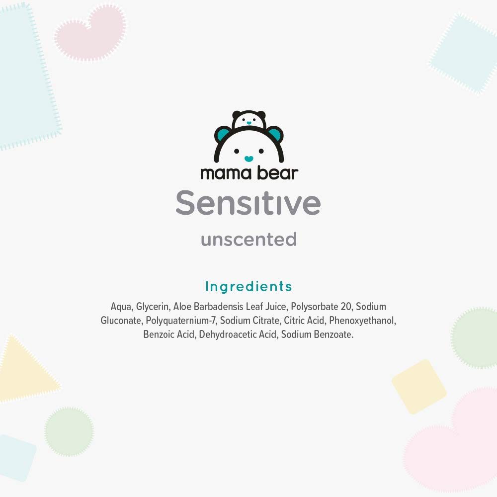 Amazon Brand - Mama Bear Sensitive Unscented Baby Wipes– Pack of 12 (Total 768 Wipes)