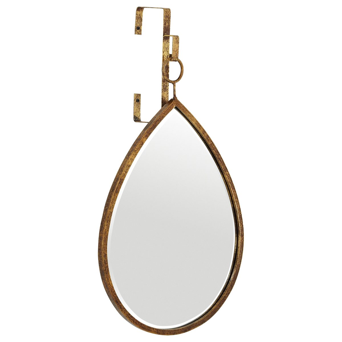 Amazon Brand – Rivet Rain Drop Oval Hanging Wall Mirror, 24 Inch Height, Weathered Finish