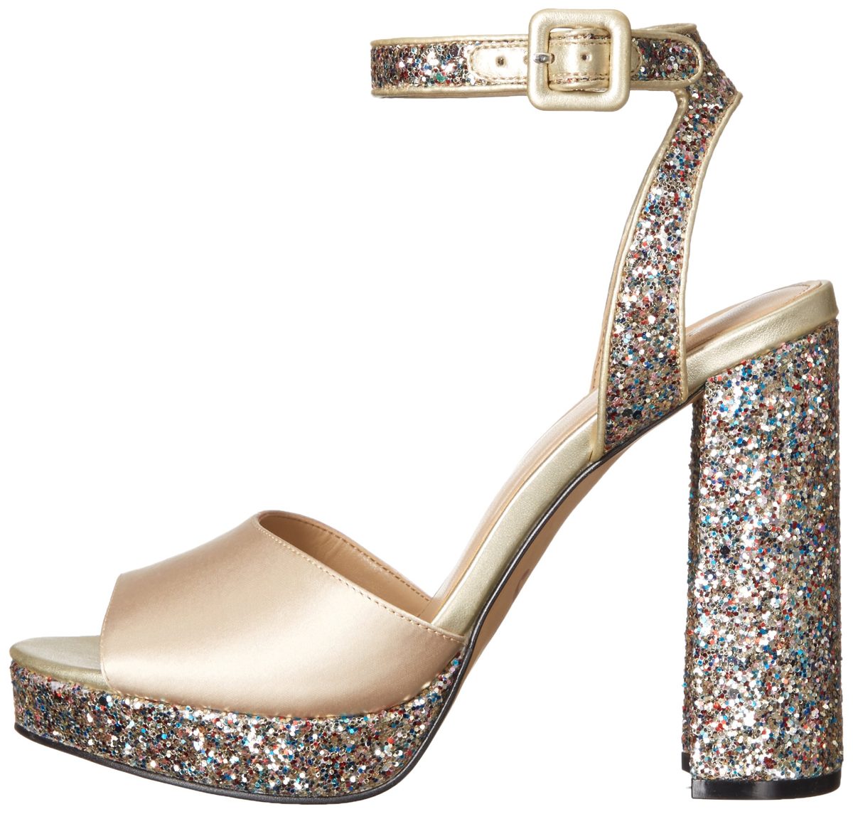 Amazon Brand - The Fix Women's Gia Colorblock Platform Sandal with Ankle Strap, Prosecco/Gold Multi, 8 B US