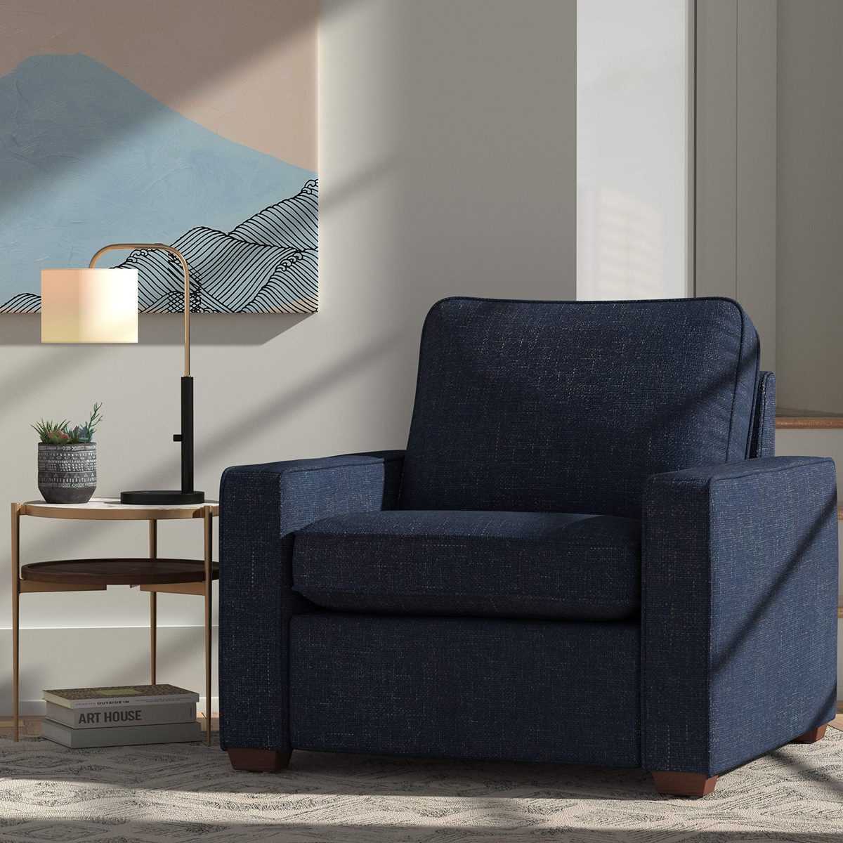 Amazon Brand – Rivet Andrews Contemporary Chair with Removable Cushions, 40"W, Wathet Blue