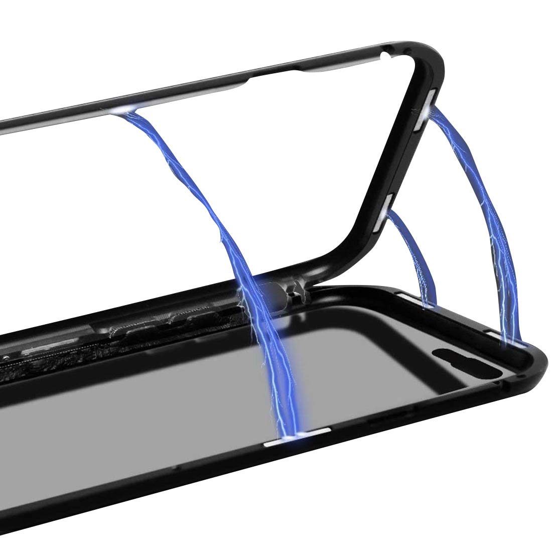 Amazon Brand - Solimo Magnetic Metal Frame Mobile Cover (Bumper Glass Back) for Vivo Z1 Pro (Black)
