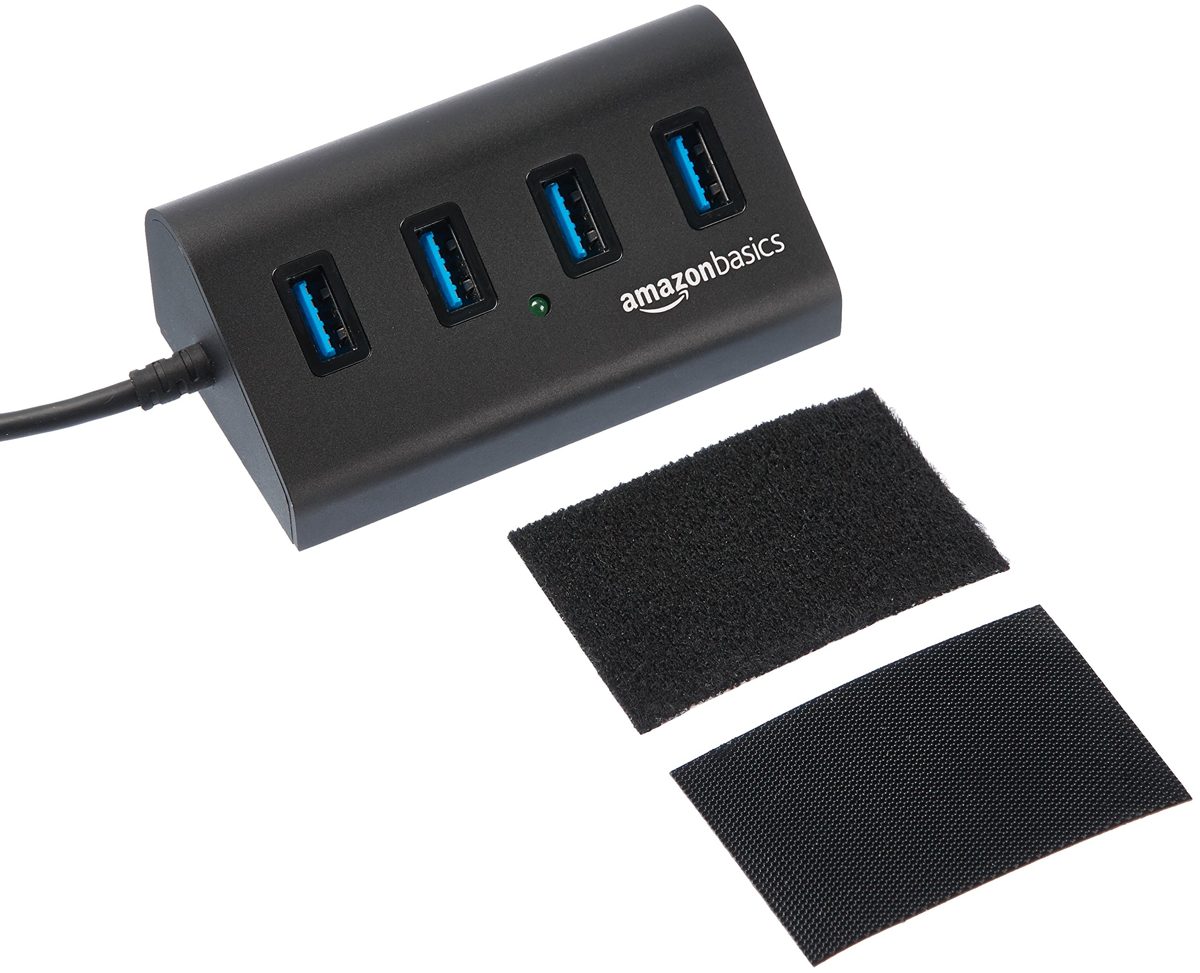 AmazonBasics USB 3.1 Type-C to 4-Port Aluminum Hub Connector, Black