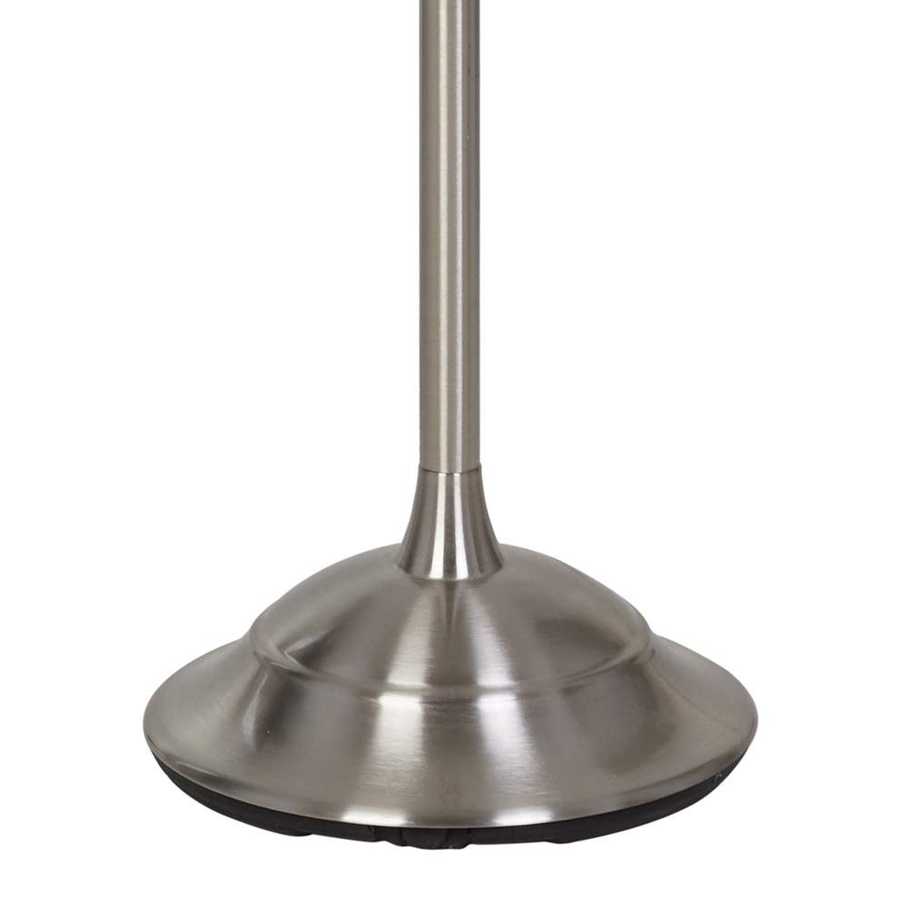 Amazon Brand – Ravenna Home Metal Living Room Standing Floor Lamp With LED Light Bulb - 59.25 Inches, Brushed Nickel with White Shade