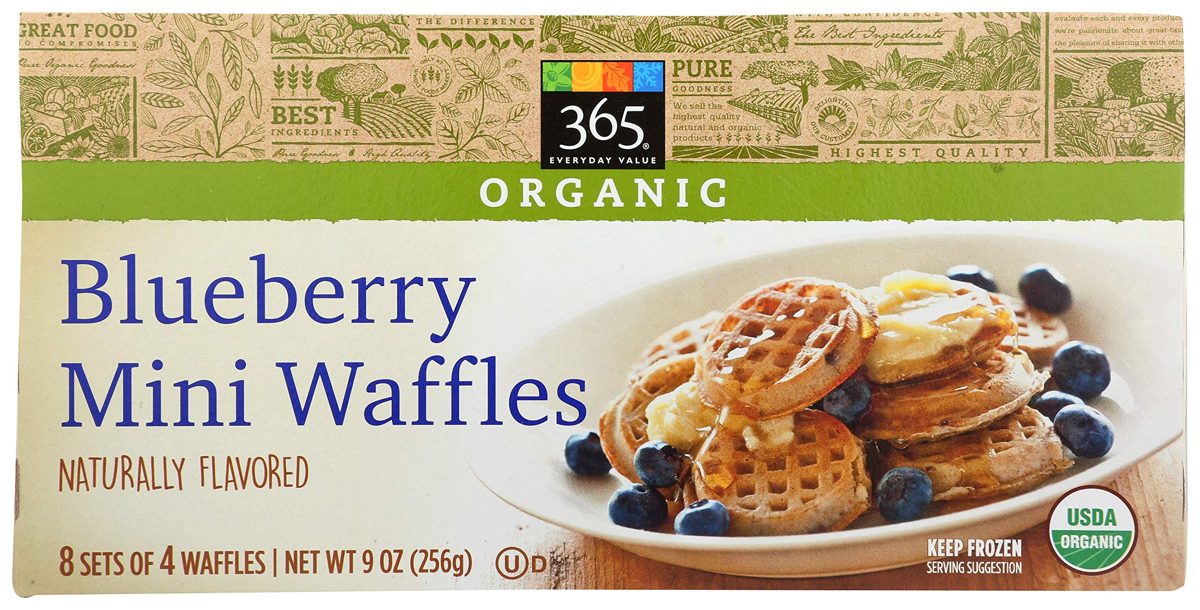 365 Everyday Value, Organic Blueberry Mini Waffles, 32 ct, (Frozen)