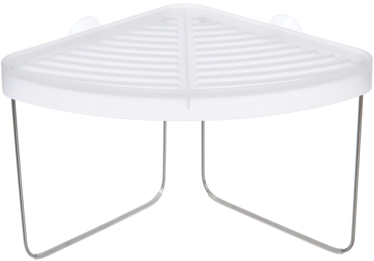 (Renewed) AmazonBasics Raised Bathroom Corner Shelf - White