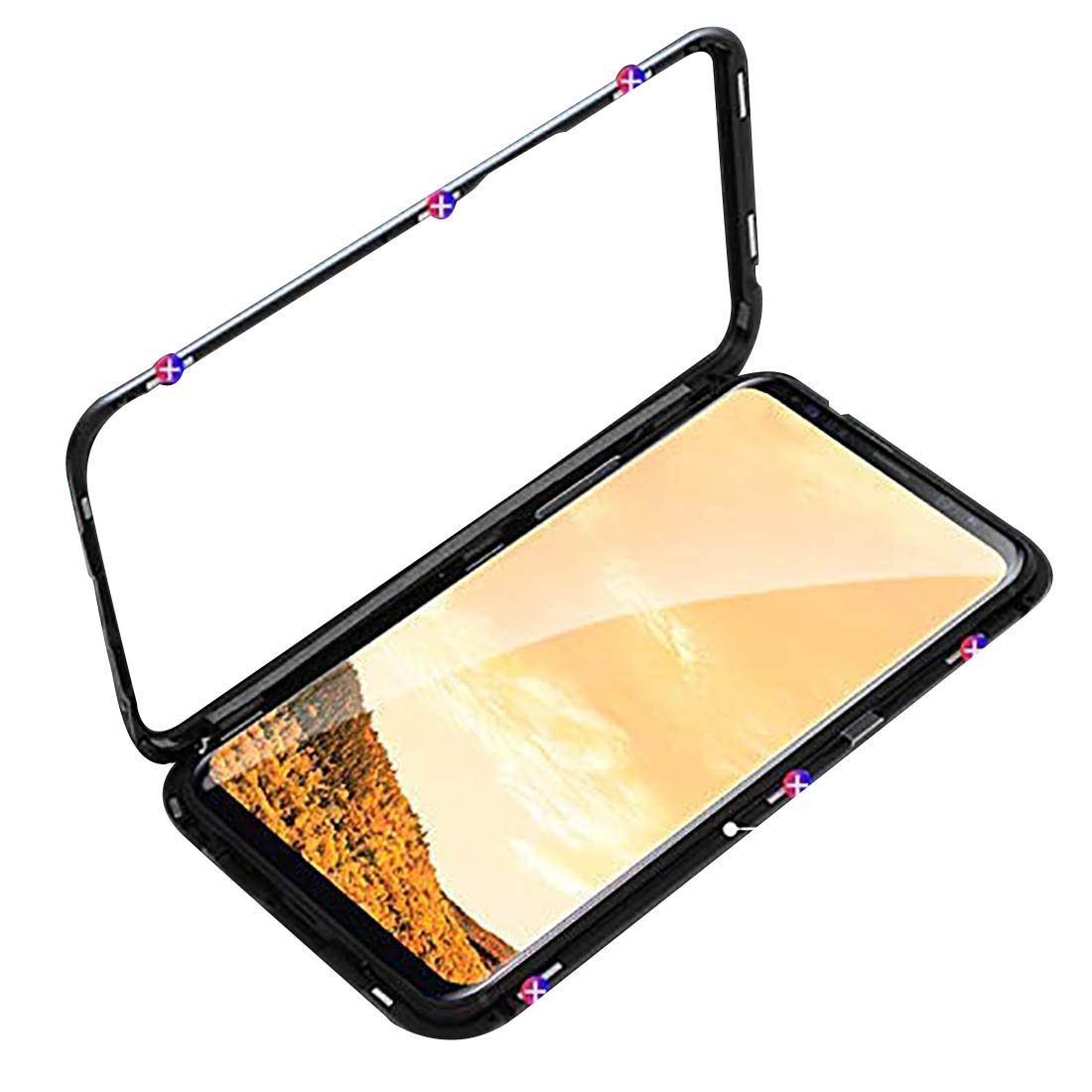 Amazon Brand - Solimo Magnetic Metal Frame Mobile Cover (Bumper Glass Back) for Vivo Z1 Pro (Black)