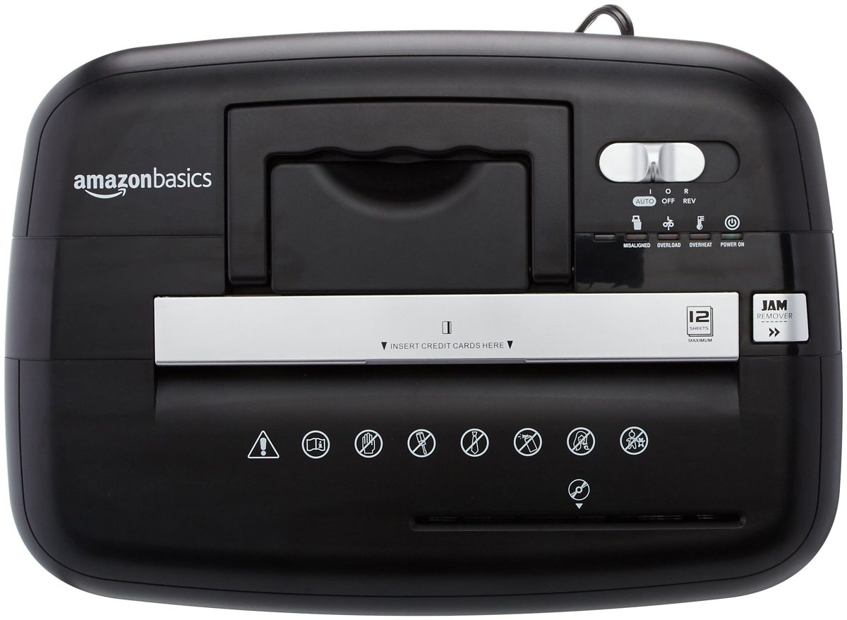 AmazonBasics 12-Sheet Cross-Cut Paper/ CD/ Credit Card Shredder