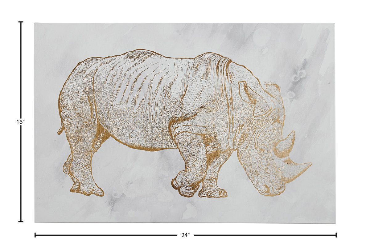 Amazon Brand – Rivet Canvas Print of Gold Rhinoceros, 24" x 16"