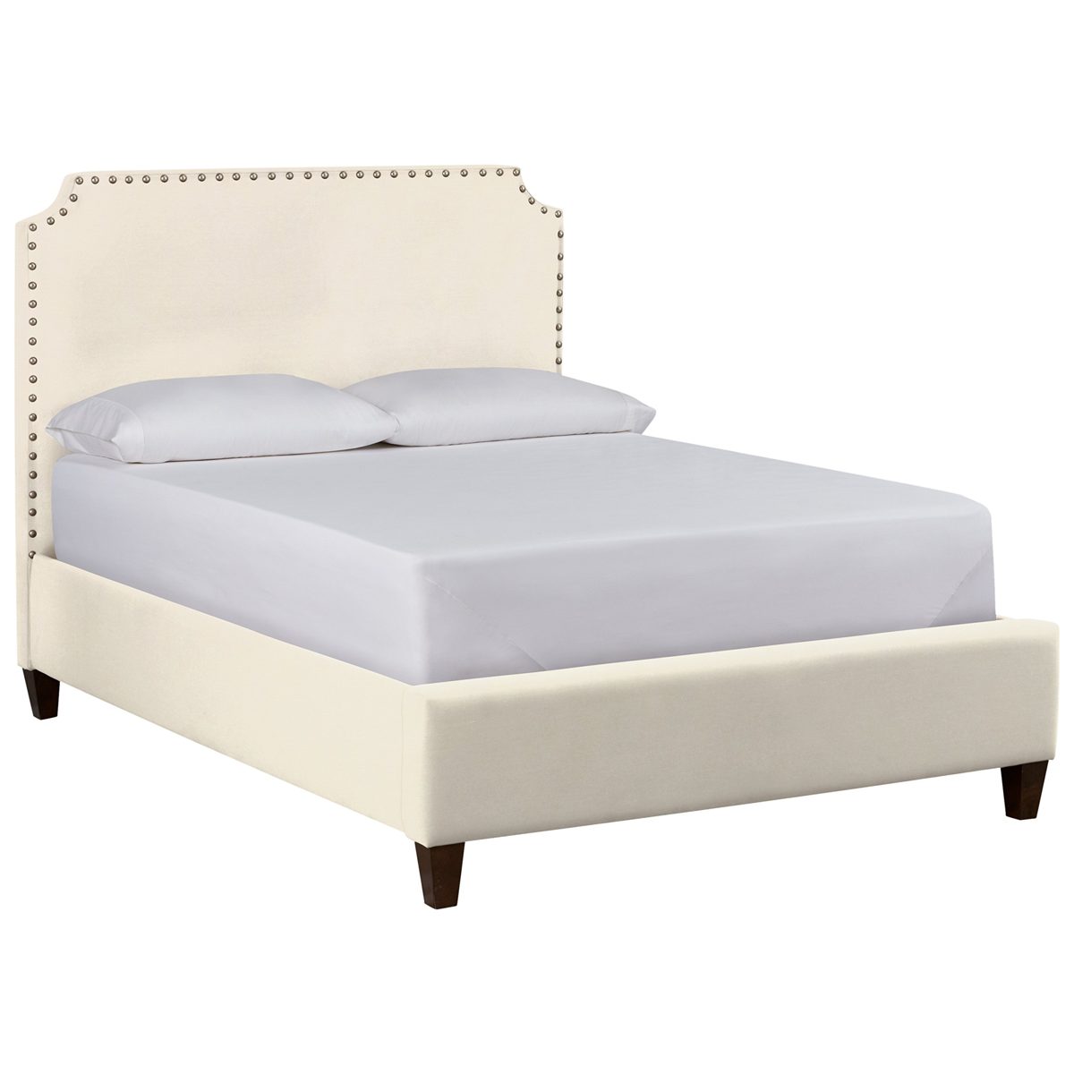 Amazon Brand – Stone & Beam Tisbury Nailhead Trim Queen Bed, 66"W, Classic Cream