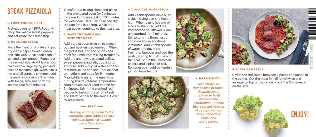 Amazon Meal Kits, Steak Pizzaiola with Charred Romanesco and Pesto, Serves 2