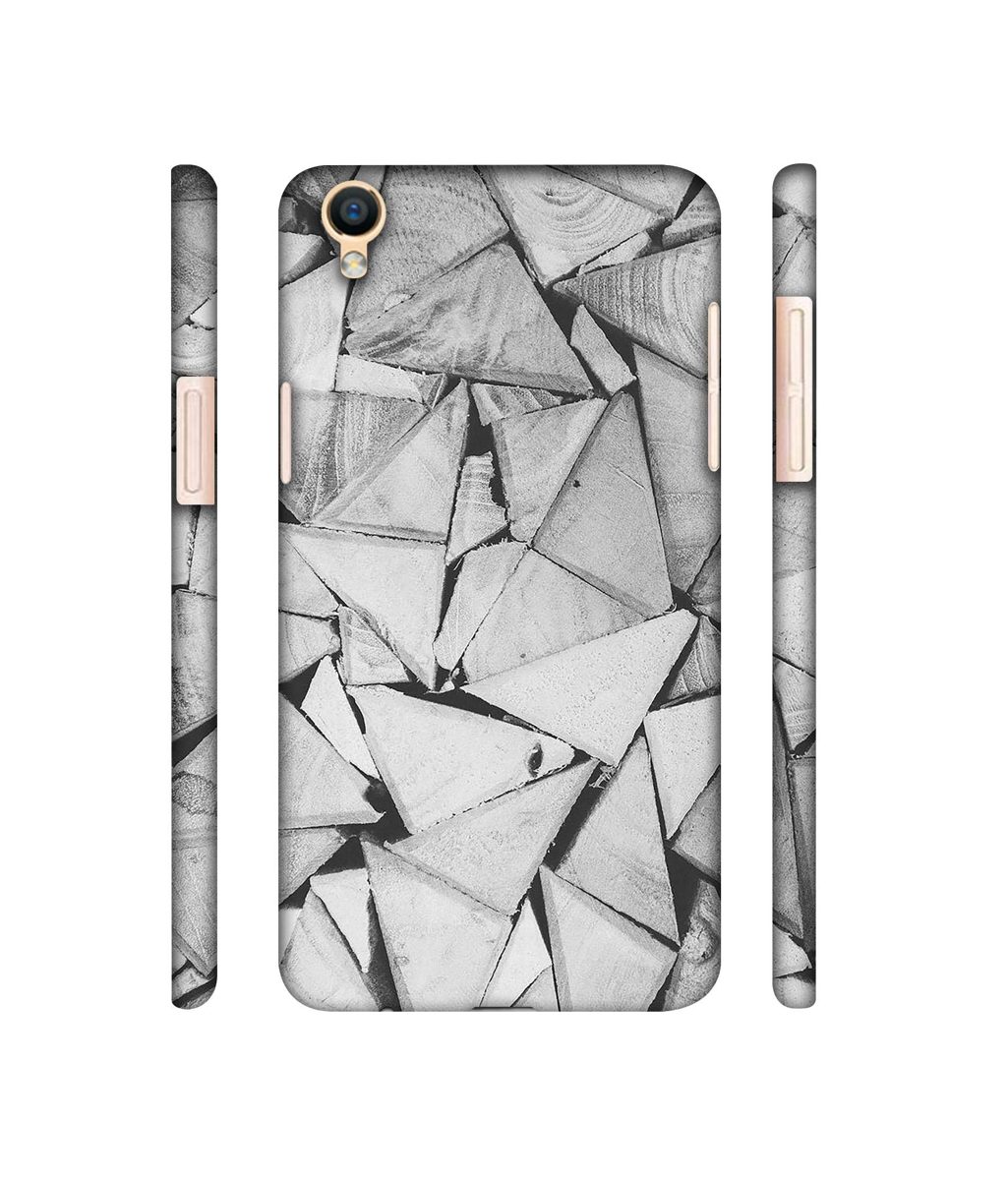 Amazon Brand - Solimo Designer Wooden Triangles 3D Printed Hard Back Case Mobile Cover for Oppo F1 Plus