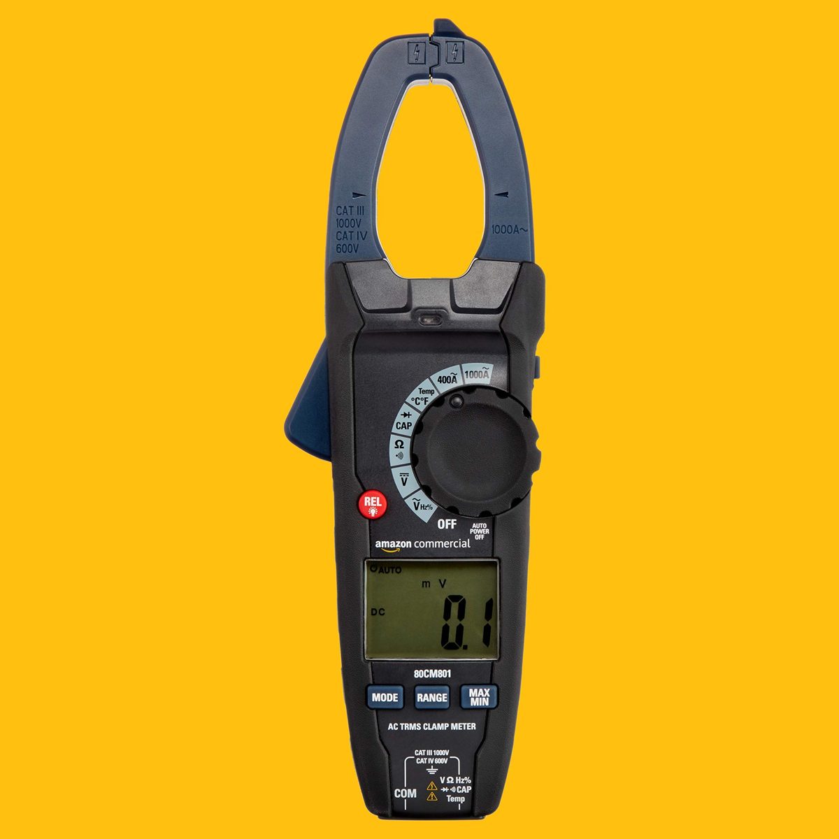 AmazonCommercial 1000A AC Clamp Meter, True RMS, NCV, Flashlight, 4000 Count (Renewed)