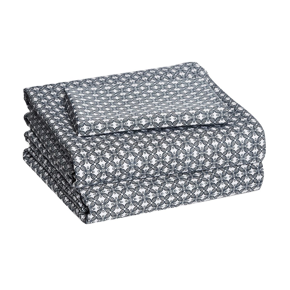 AmazonBasics Super-Soft Cotton Sheet Set - Twin, Blue Geo