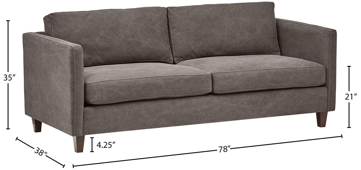 Amazon Brand – Stone & Beam Andover Modern Sofa Couch, 78"W, Pewter