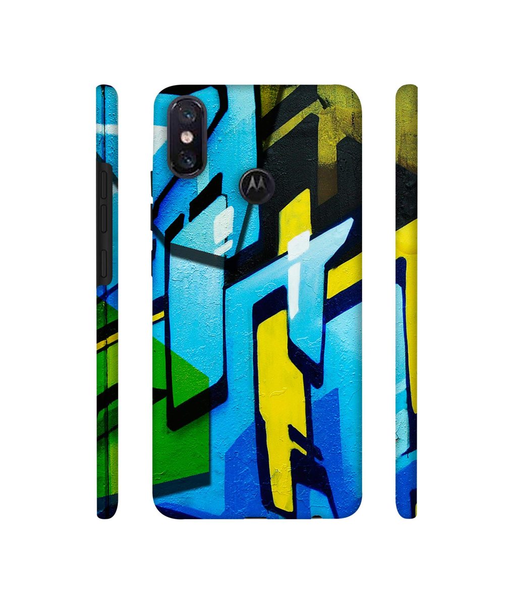 Amazon Brand - Solimo Designer Blue and Yellow Texture 3D Printed Hard Back Case Mobile Cover for Motorola One Power