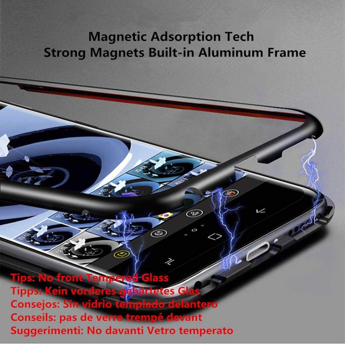 Amazon Brand - Solimo Magnetic Metal Frame Mobile Cover (Bumper Glass Back) for Samsung Galaxy M20 (Blue)