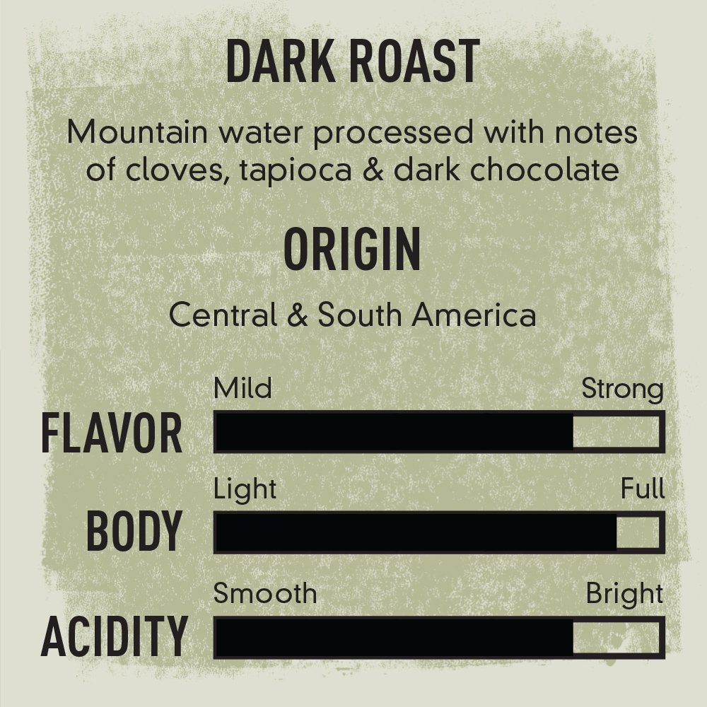 Amazon Brand - Happy Belly Italian Roast Decaf Organic Fairtrade Coffee, Dark Roast, Whole Bean, 12 ounce