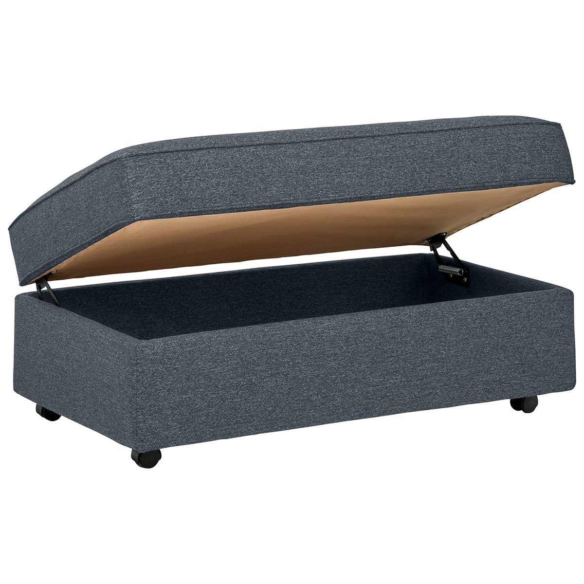 Amazon Brand – Stone & Beam Stella Storage Ottoman on Wheels, 47"W, Blue