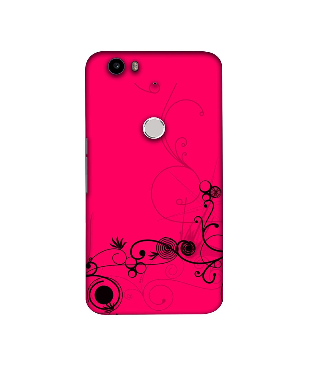 Amazon Brand - Solimo Designer Black Pattern on Pink 3D Printed Hard Back Case Mobile Cover for Nexus 6P
