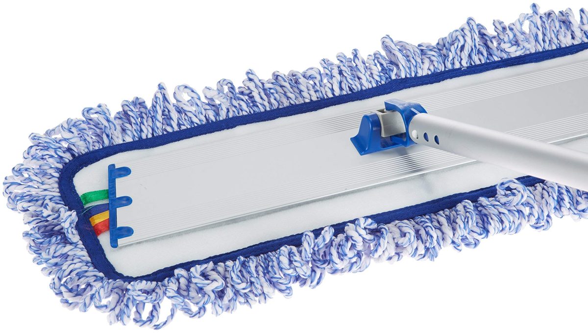 AmazonBasics Microfiber Dust Mop Cleaning Pad With Loops, 18 Inch, 12-Pack (Renewed)