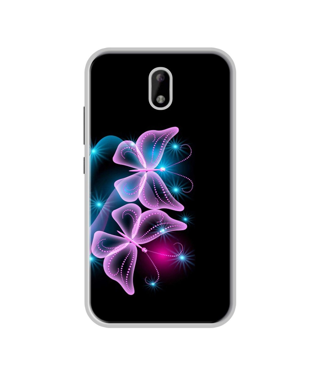 Amazon Brand - Solimo Designer Butterflies Neon Light UV Printed Soft Back Case Mobile Cover for Itel A23