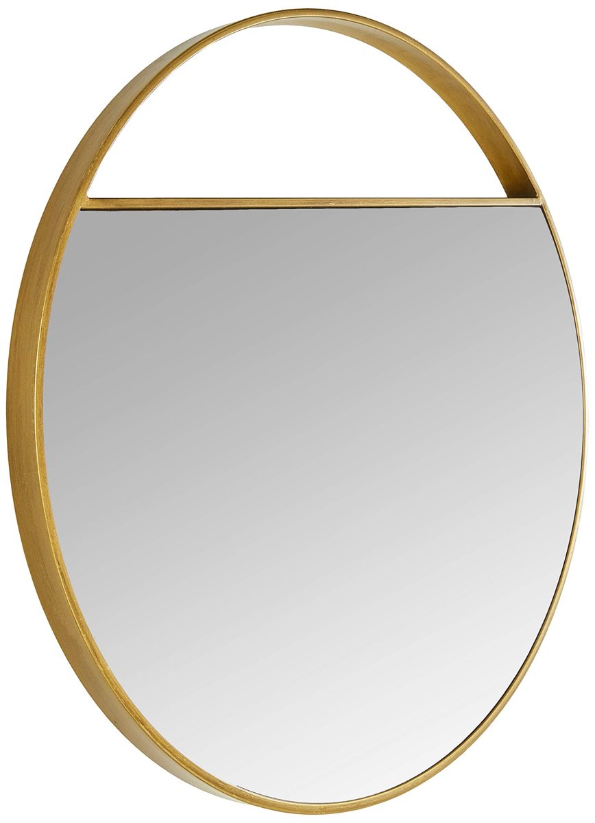 Amazon Brand - Rivet Modern Round Cutout Hanging Mirror, 22.25" Diameter, Gold