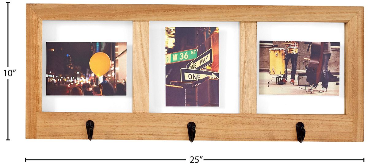 Amazon Brand – Stone & Beam Modern Windowpane Wood Picture Frame, 25"H, Natural And Black