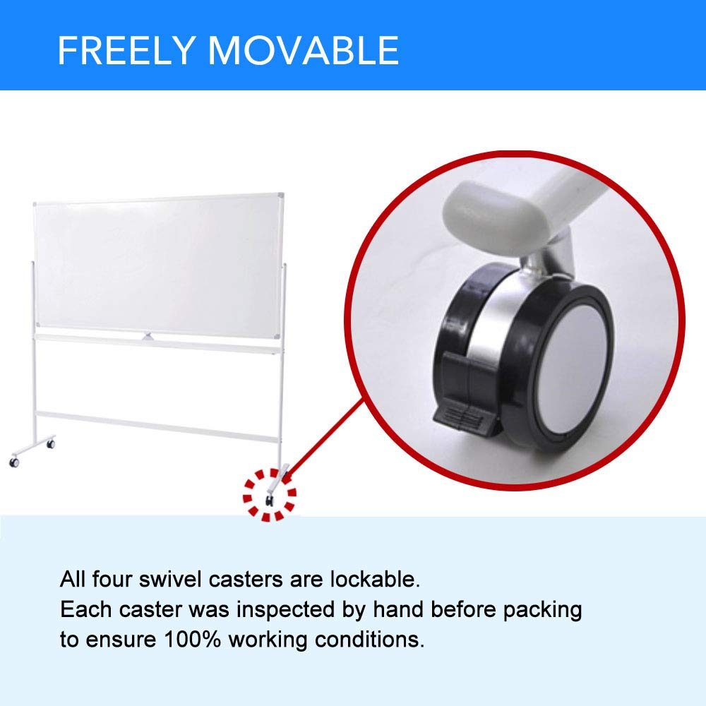 EONO Whiteboard with Rolling Stand, Large 90 x 120cm Mobile Dry Erase Board with Wheels