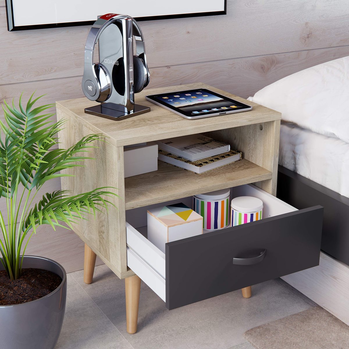 AmazonBasics Bedside Table, 45 x 38 x 53 cm, Brown