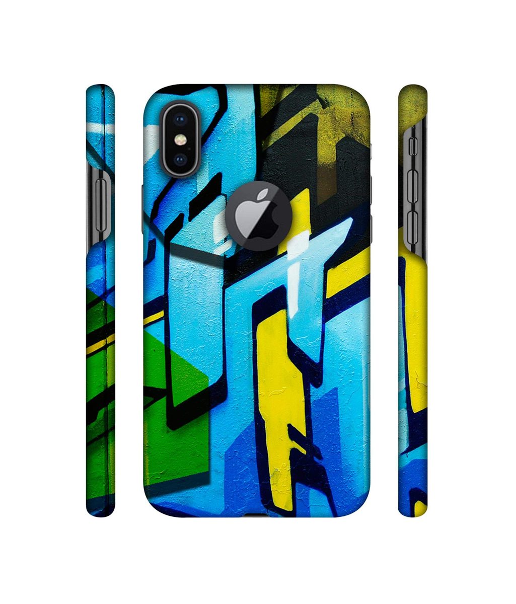 Amazon Brand - Solimo Designer Blue and Yellow Texture 3D Printed Hard Back Case Mobile Cover for Apple iPhone X (Logo Cut)