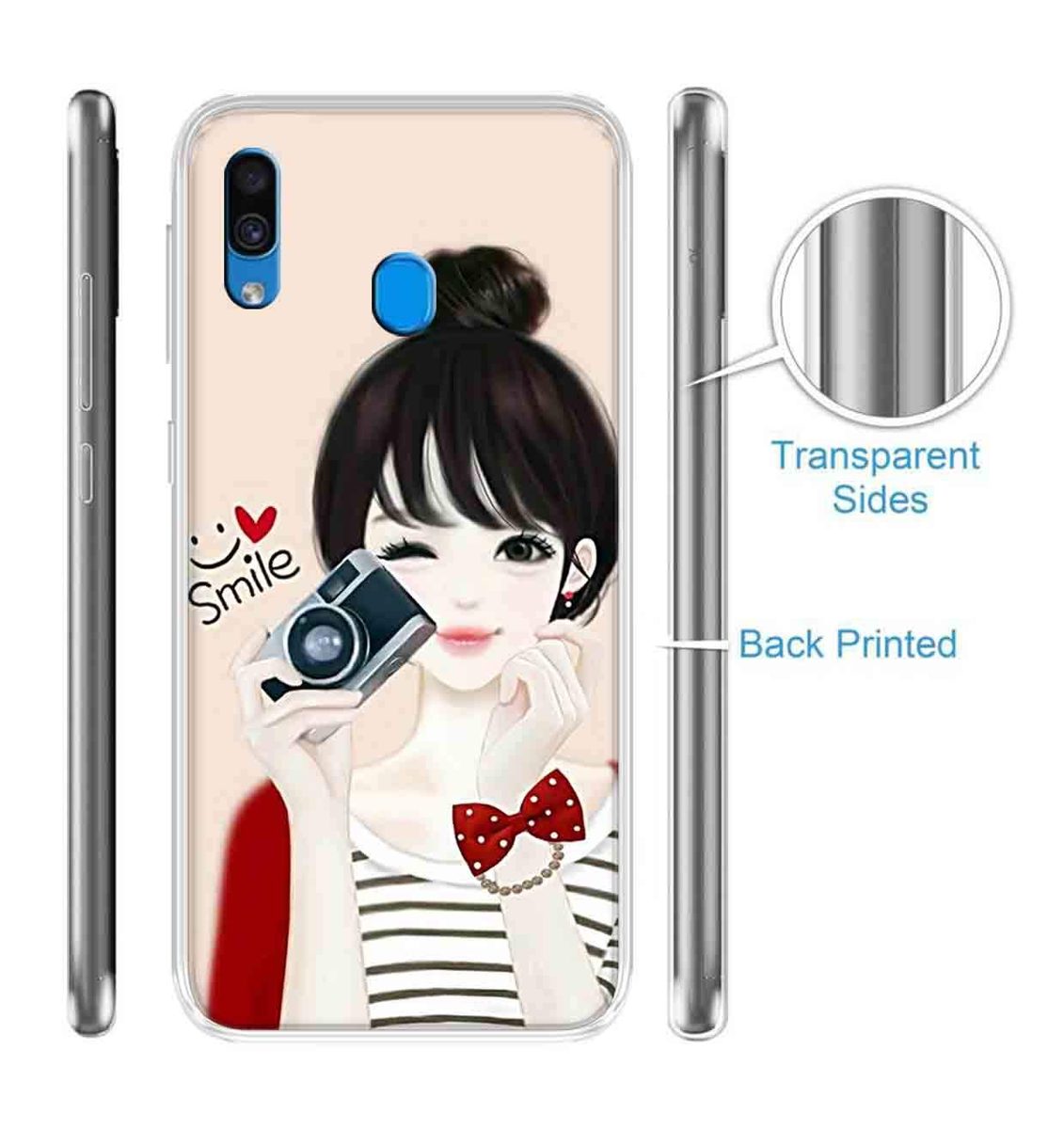 Amazon Brand - Solimo Designer Multicolor Girl Smile Design Printed Soft Back Case Mobile Cover for Samsung Galaxy M10s / Samsung Galaxy A30 / Samsung Galaxy A20
