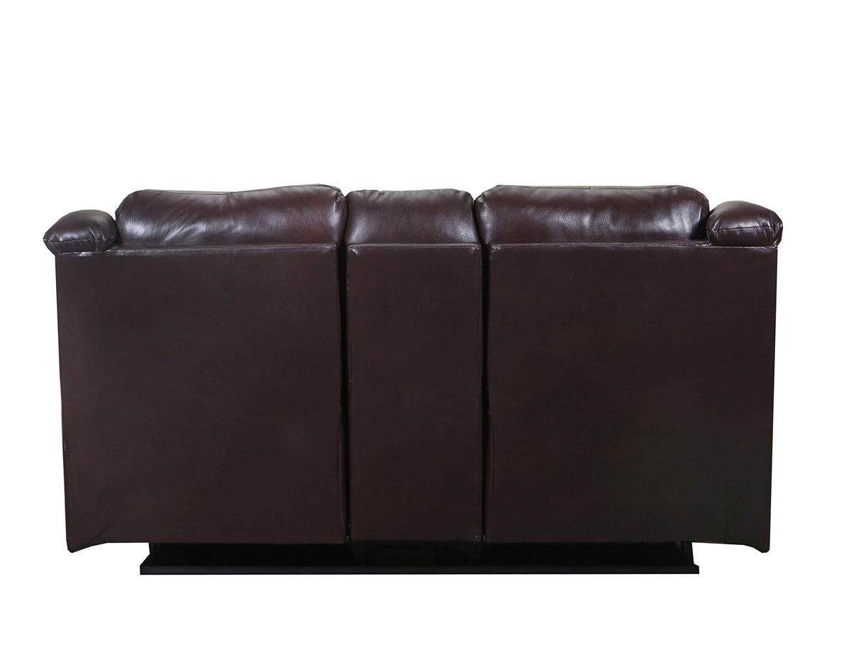 Ravenna Home Maplewood Leather Reclining Console Loveseat, 81"W
