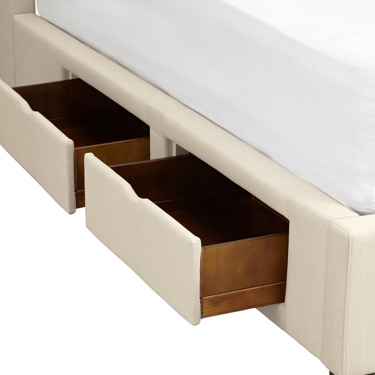 Stone & Beam Clifton Modern Upholstered King Bed with Storage Drawers, 84.25"W, Cream