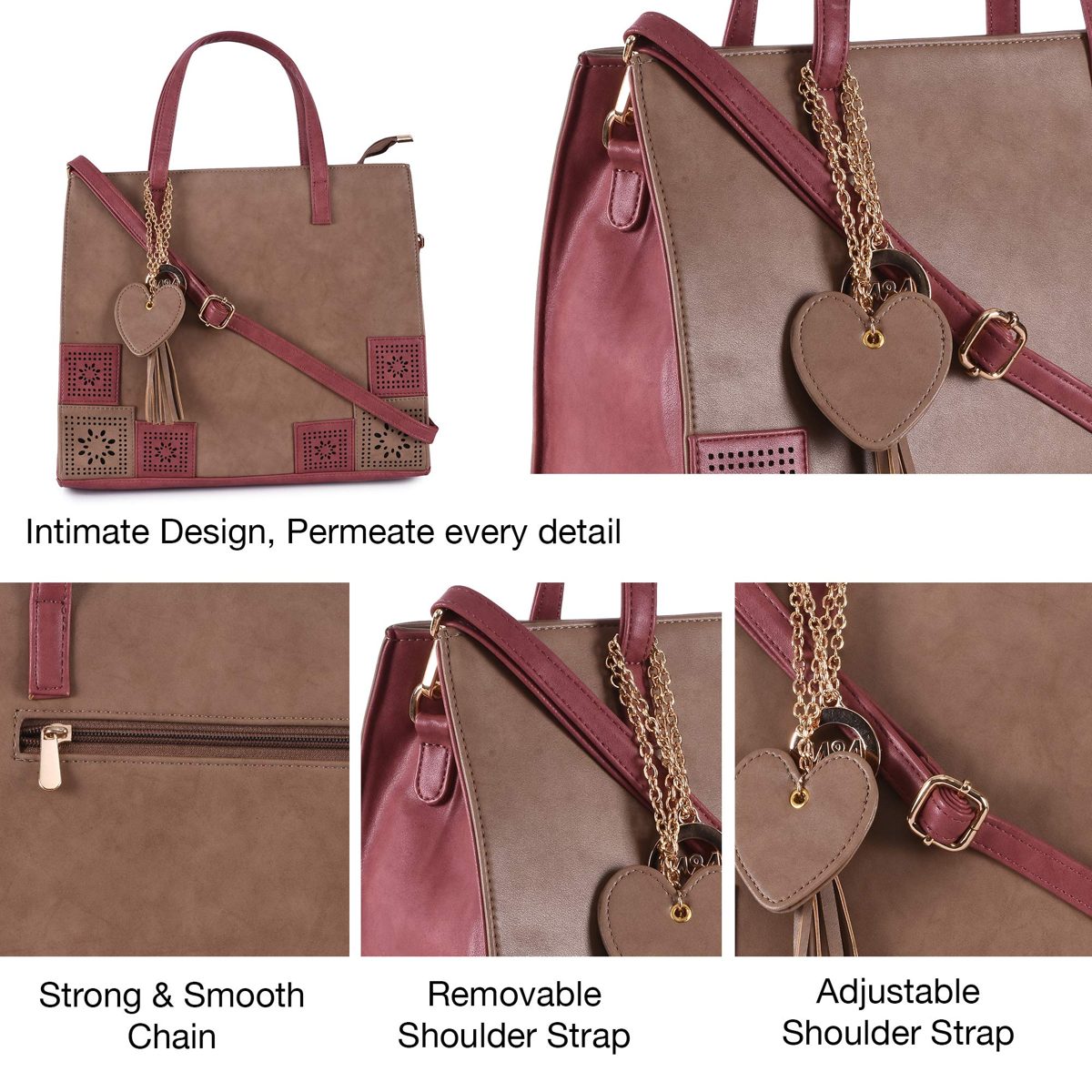 Nia & Nicole Women's Handbag (Beige:: Pink)