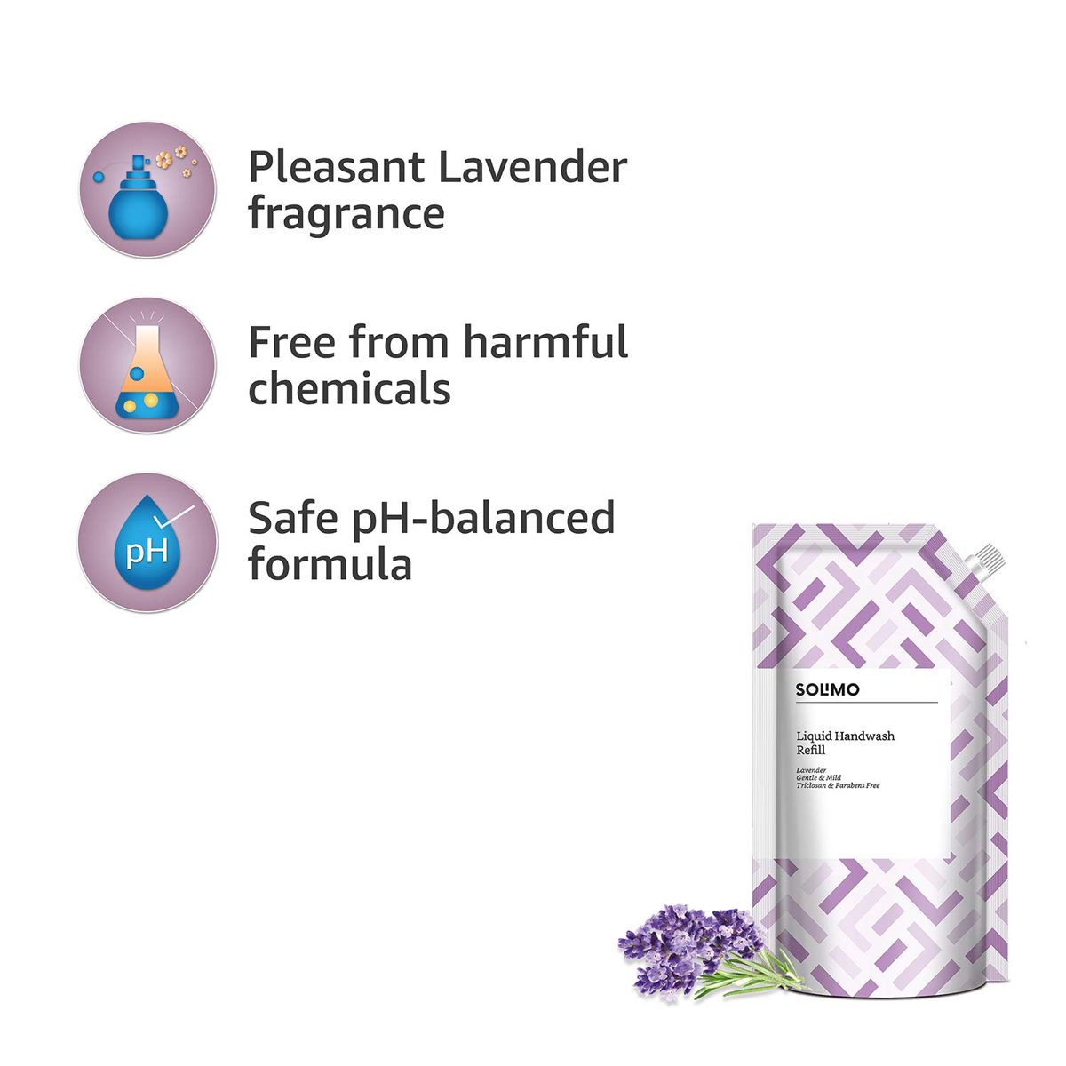 Amazon Brand - Solimo Handwash Liquid Refill, Lavender - 750 ml