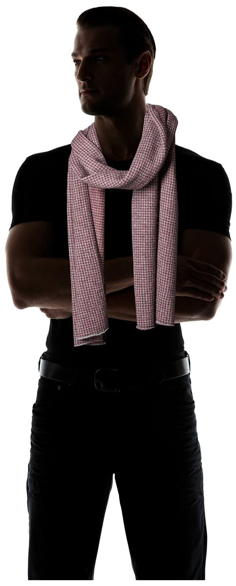 Thirty Five Kent Men's Cashmere Houndstooth Scarf, Port