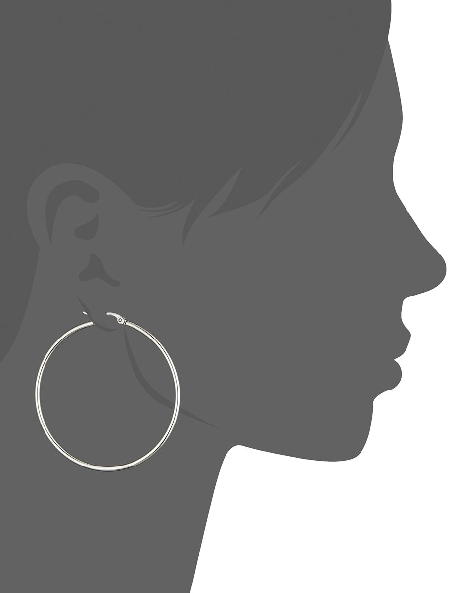 Amazon Essentials Stainless Steel Rounded Tube Hoop Earrings (50mm)
